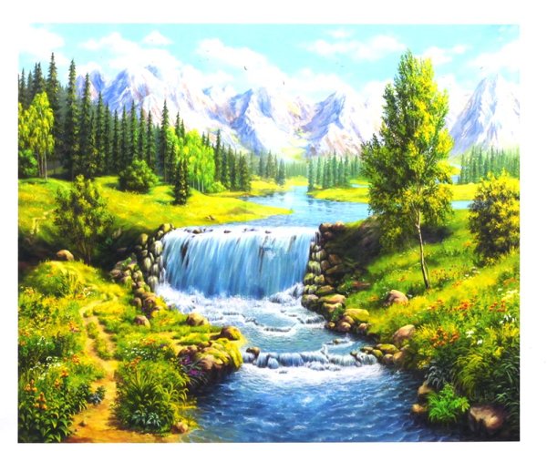 Алмазная мозаика горный водопад 40х50