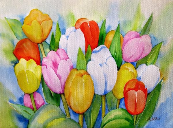 Тюльпаны красками