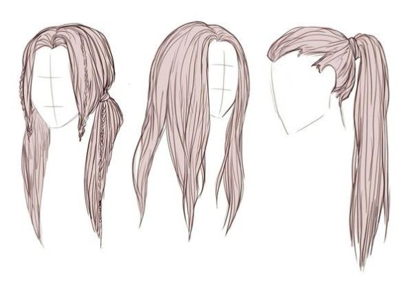 Волосы для рисования хвостики