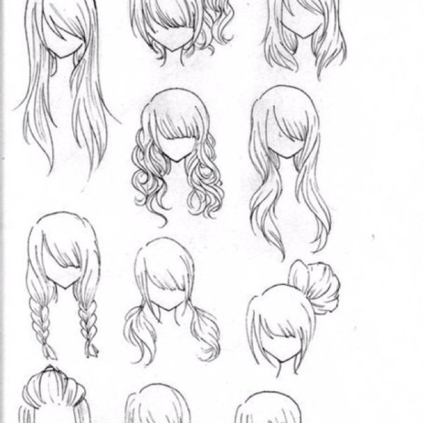 Причёски для рисования аниме