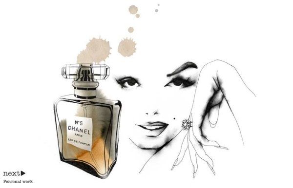 Фэшн иллюстрация духи