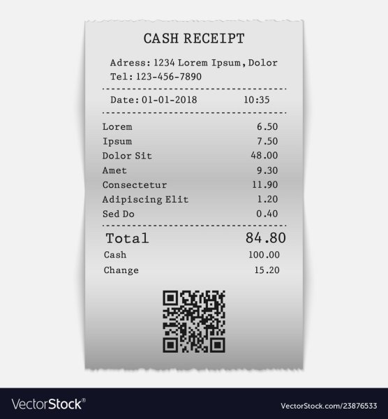 Чек на белом фоне
