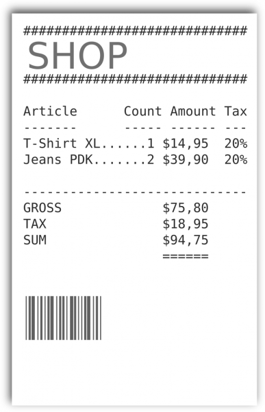 Кассовый чек вектор