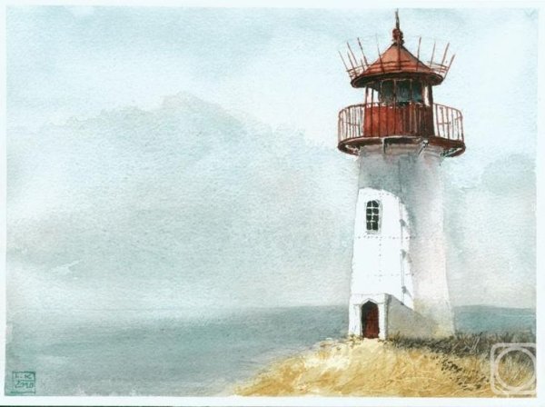 Смотритель маяка акварель