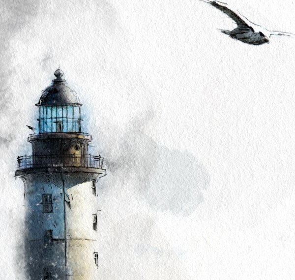 Маяк гуашью