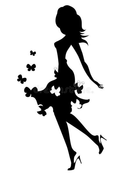 Силуэт девушки с цветами