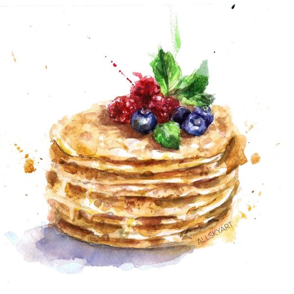 Блины акварель