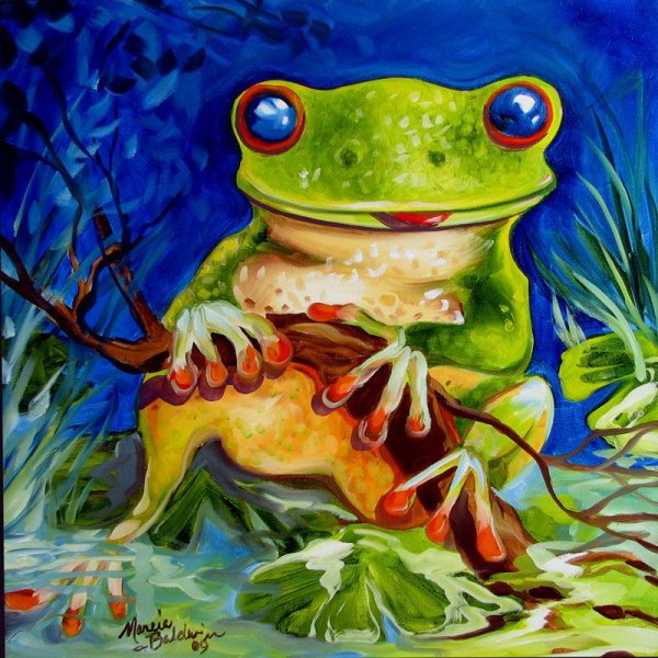 Лягушонок и водяная Лилия рисование