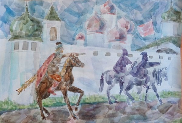 Картина три богатыря Васнецова рисунок