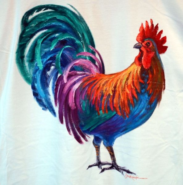 Петух пастелью
