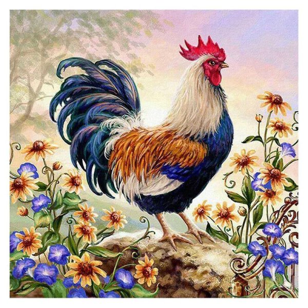 Китайские петухи с курочкой в живописи