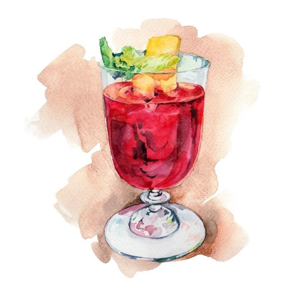 Напитки и коктейли акварель