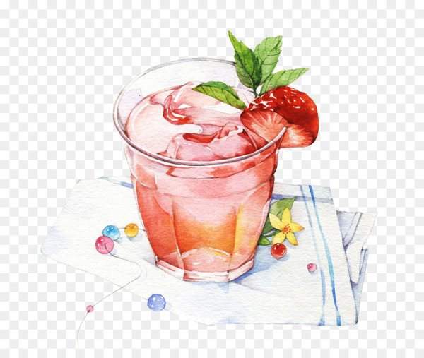 Акварельные скетчи коктейли