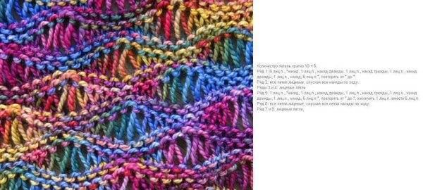 Узор крючком для меланжевой пряжи схема