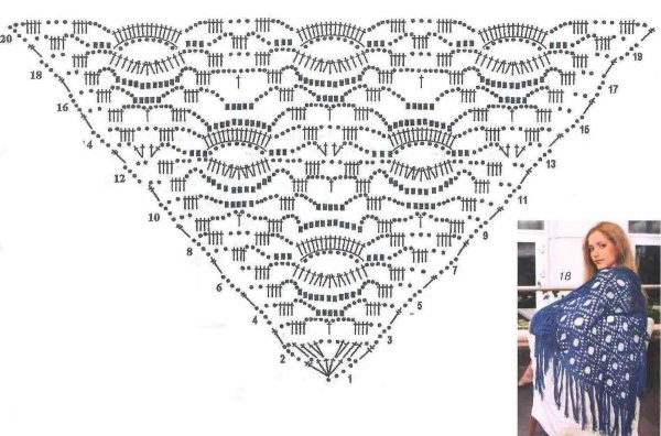 Связать шаль паучок крючком схема