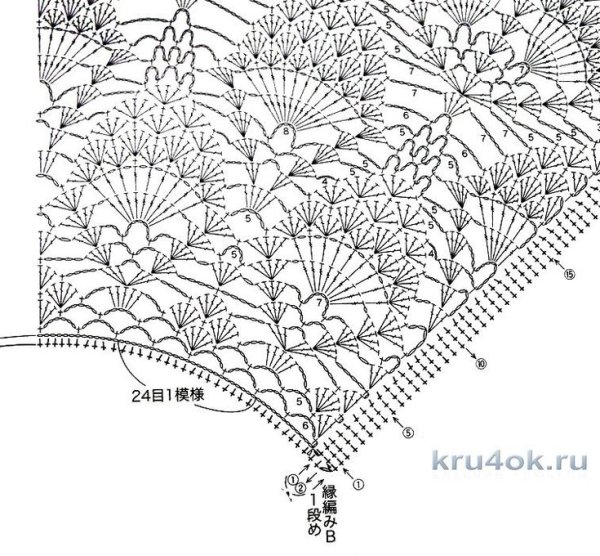 Шаль вязаная крючком узором паучки