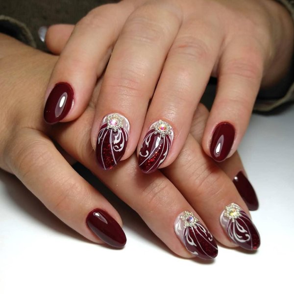 Маникюр 2021 бордо бургунди