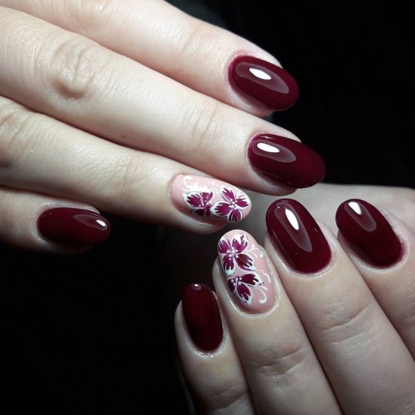 Маникюр 2021 бордо бургунди