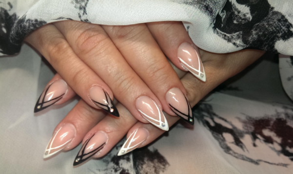 Черный френч на длинные ногти
