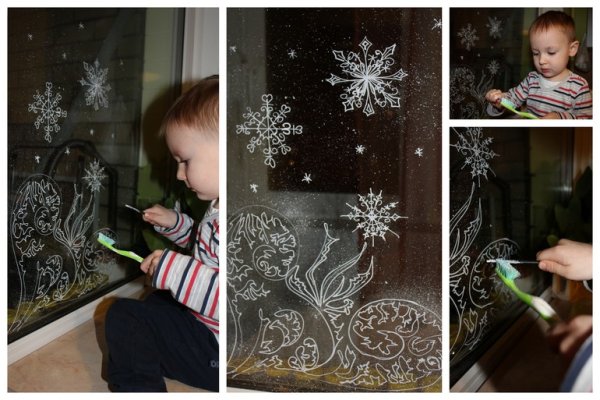Новогодние рисунки на окнах