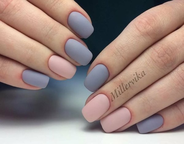 Маникюр однотонный матовый