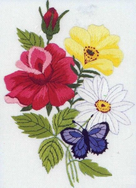 Вышивка гладью цветочек
