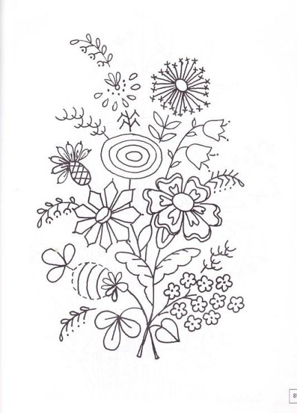 Цветочные узоры для вышивки гладью