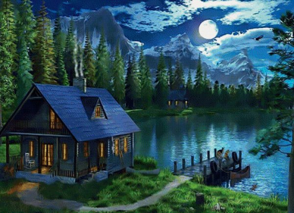 Доминик Дэвисон ночное озеро в лесу 1500 элементов