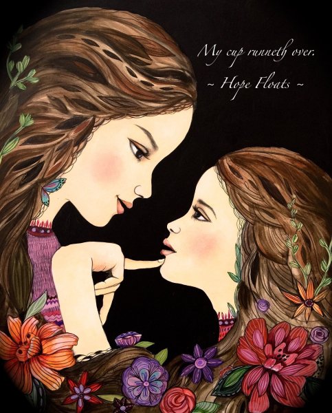 Мама и дочка для срисовки