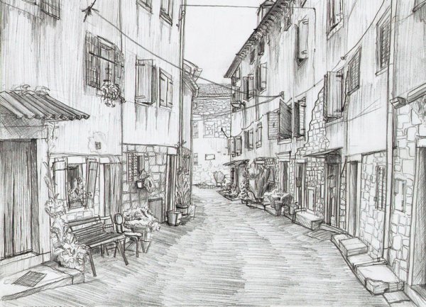 Улицы Италии акварель