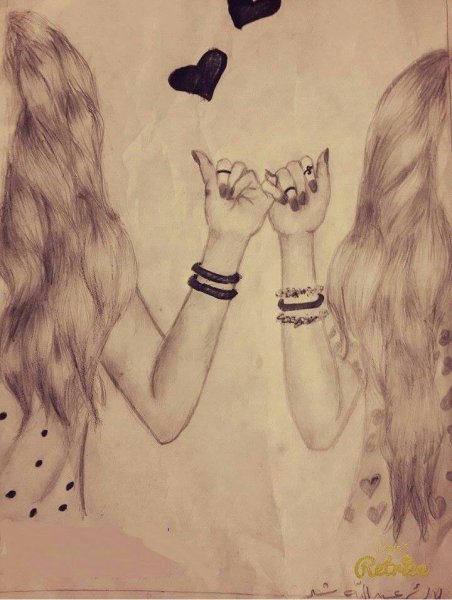 Лучшие подруги карандашом для срисовки