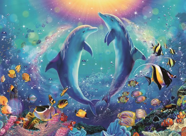 Морское дно с дельфинами