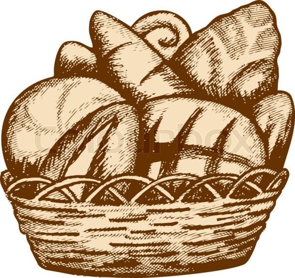 Рисование хлеб в корзине