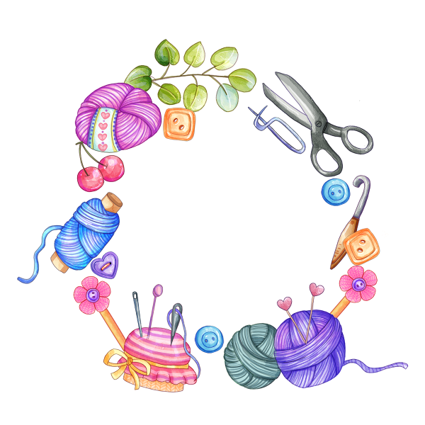 Акварельные рамки с пряжей