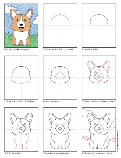 Простые схемы рисования животных