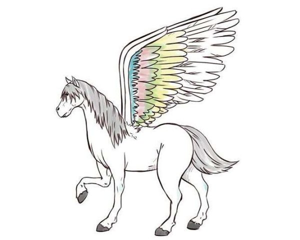 Единорог с крыльями карандашом