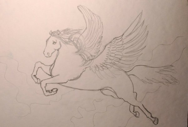 Пегас рисунок карандашом