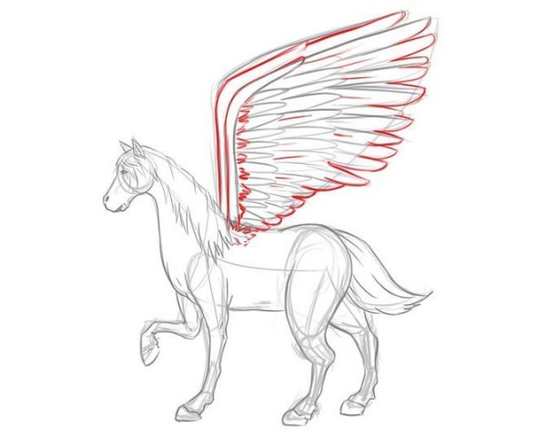 Поэтапное рисование Пегаса