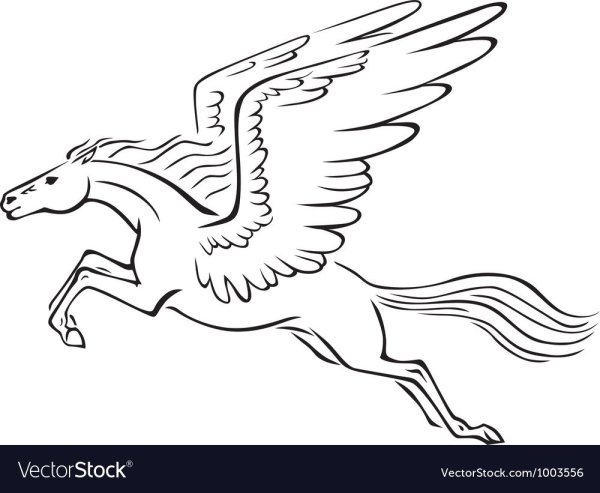 Пегас шаблон для рисования