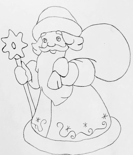 Поэтапное рисование Деда Мороза и Снегурочки