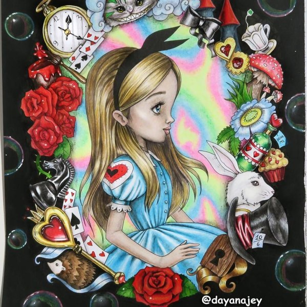 Алиса в стране чудес нарисовать