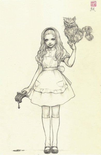 Алиса в стране чудес для срисовки