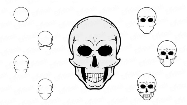 Рисовать череп поэтапно
