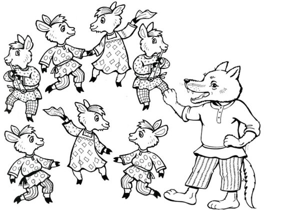 Волк и семеро козлят раскраска для детей