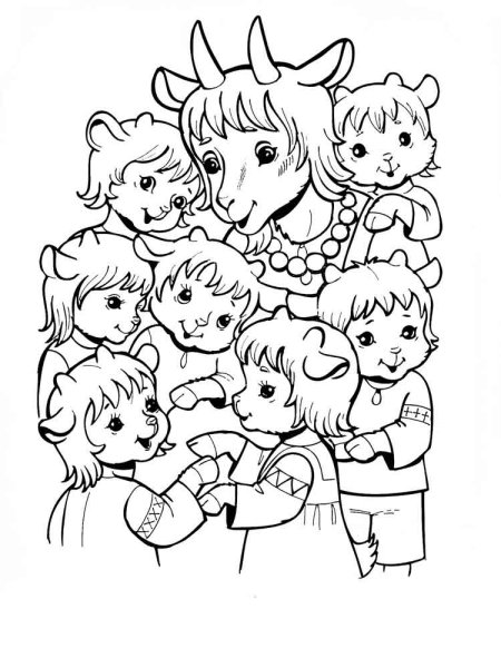 Волк и 7 козлят разукрашка