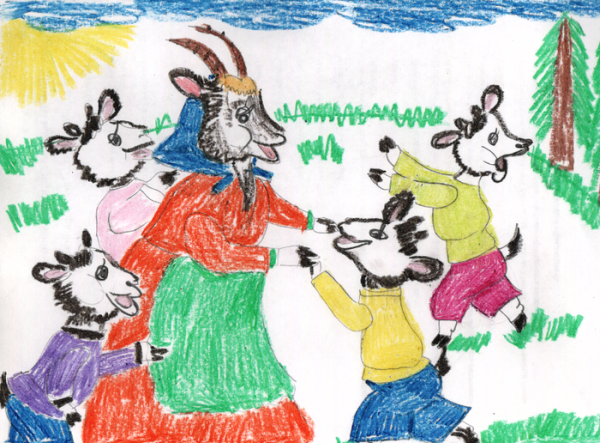 Коза и семеро козлят сказка раскраска для детей