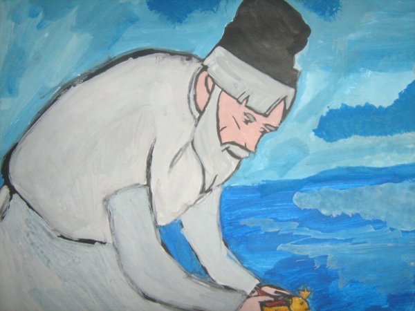 Рисунок о рыбаке и рыбке