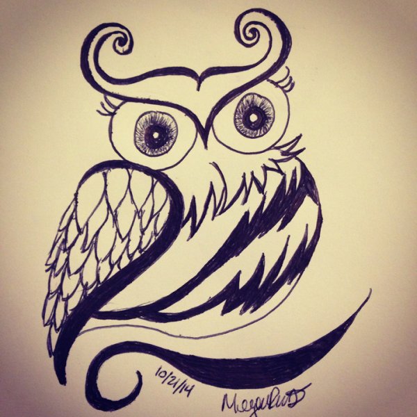 Сова для срисовки