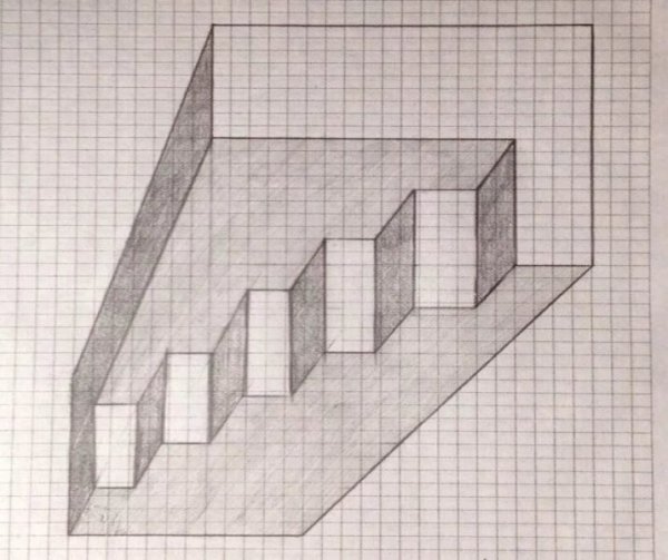 Рисование объемных фигур по клеточкам