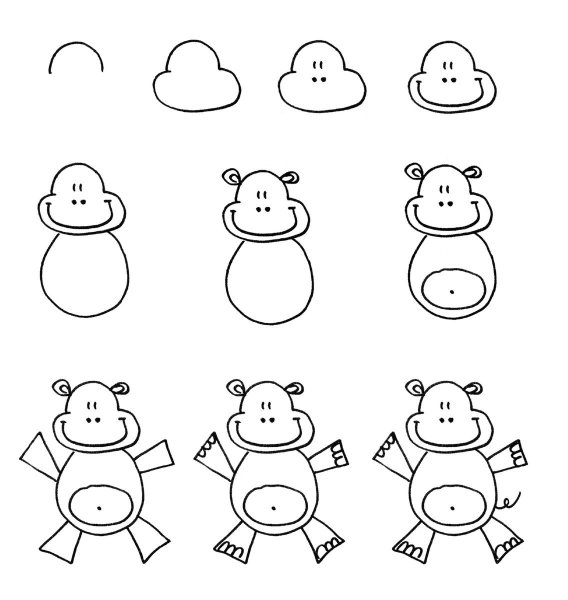 Бегемот раскраска